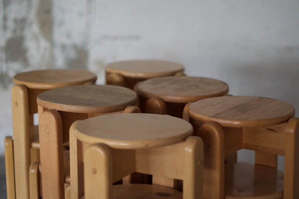 Lacquered Beech Stools, 1960s, Set of 20-LA-1756353