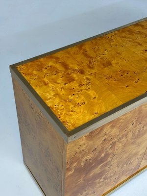 Lacquered Burlwood and Brass Credenza, 1970s-GNW-2041609