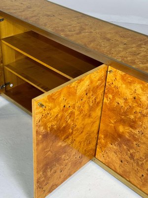 Lacquered Burlwood and Brass Credenza, 1970s-GNW-2041609