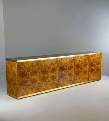 Lacquered Burlwood and Brass Credenza, 1970s-GNW-2041609