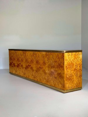 Lacquered Burlwood and Brass Credenza, 1970s-GNW-2041609