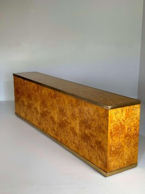 Lacquered Burlwood and Brass Credenza, 1970s-GNW-2041609