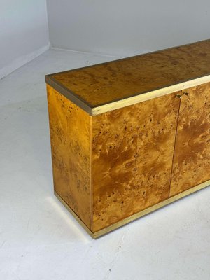 Lacquered Burlwood and Brass Credenza, 1970s-GNW-2041609