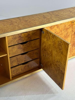 Lacquered Burlwood and Brass Credenza, 1970s-GNW-2041609