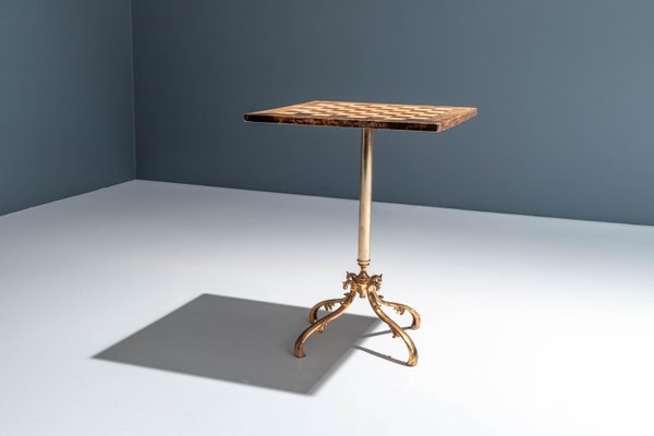 Lacquered Goatskin and Brass Chess Table by Aldo Tura, Italy, 1970s-ITV-1299157