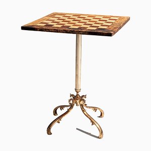 Lacquered Goatskin and Brass Chess Table by Aldo Tura, Italy, 1970s-ITV-1299157