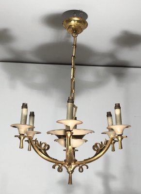 Lacquered Metal and Brass chandelier, 1940s-BA-1392722