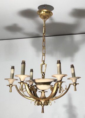 Lacquered Metal and Brass chandelier, 1940s-BA-1392722