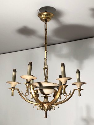 Lacquered Metal and Brass chandelier, 1940s-BA-1392722