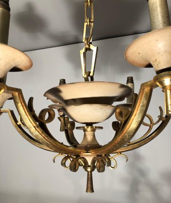 Lacquered Metal and Brass chandelier, 1940s-BA-1392722