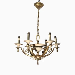 Lacquered Metal and Brass chandelier, 1940s-BA-1392722