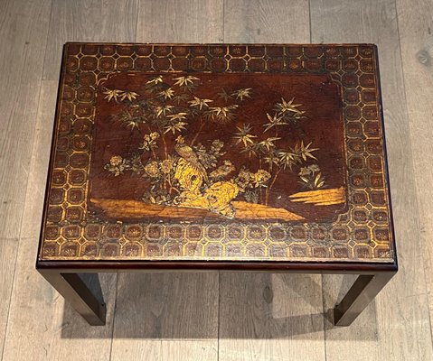 Lacquered Nesting Tables with Chinese Details, 1940s, Set of 3-BA-1700707