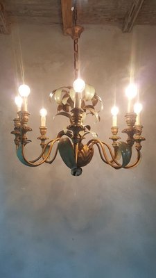 Lacquered Tin and Wood Chandelier, 1973-VYP-632286