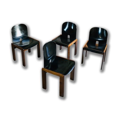 Lacquered Walnut Model 121 Dining Chairs by Tobia & Afra Scarpa for Cassina, 1967, Set of 4-RPH-602477