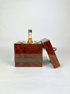 Lacquered Wood & Brass Ice Bucket by Tommaso Barbi, Italy, 1970s-LYQ-1171467