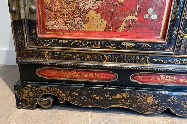 Lacquered Wood Cabinet with Chinese Decorations, 1940s-BA-1741919