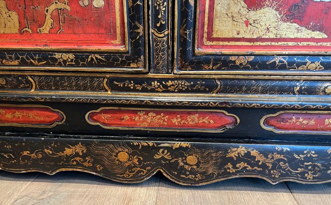 Lacquered Wood Cabinet with Chinese Decorations, 1940s-BA-1741919