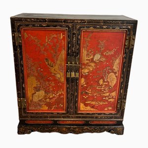 Lacquered Wood Cabinet with Chinese Decorations, 1940s-BA-1741919