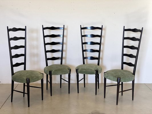 Lacquered Wooden Chairs, 1960s, Set of 4-NPC-1716554