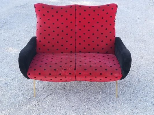 Ladybug Woven Velvet 2-Seater Sofa, 1950s-RAQ-858312