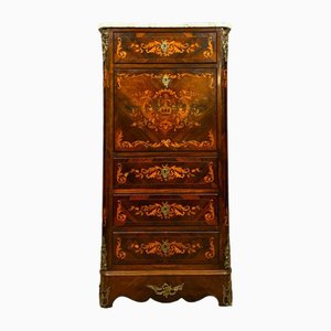 Ladys Secretary in Noble Wood Marquetry Depicting Floral Scrolls and Vase-MWB-2035892