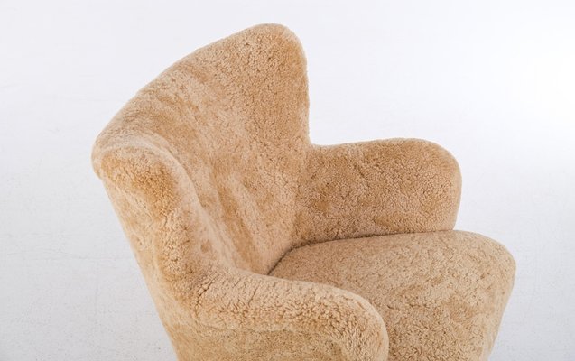 Laila Armchairs in Sheepskin by Ilmari Lappalainen for Asko, 1950s, Set of 2-QU-1761361