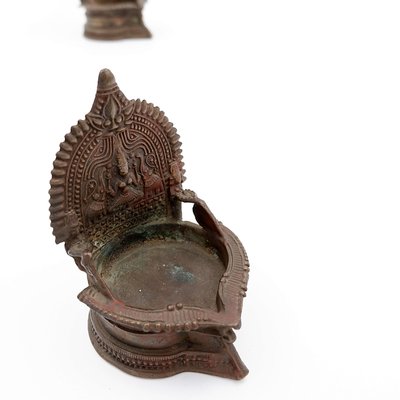 Lakshmi Oil Lamps in Bronze, India, Set of 2-NYF-2019200