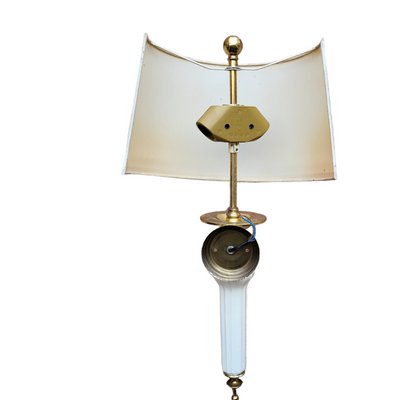 Lamp and Wall Lamp in Gilded Metal and Porcelain, Set of 2-TCS-1442222