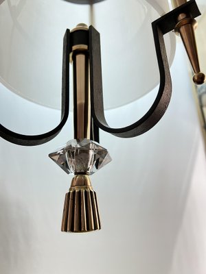 Lantern Hanging Light in Wrought Iron and Bronze, 1940s-AWH-1450795