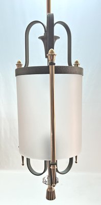 Lantern Hanging Light in Wrought Iron and Bronze, 1940s-AWH-1450795