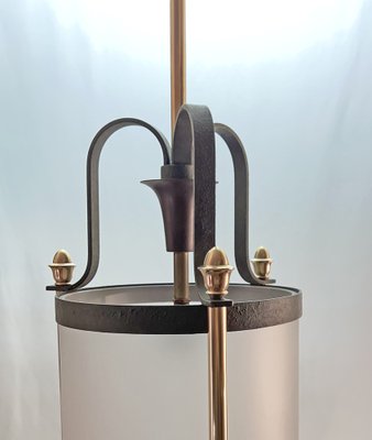 Lantern Hanging Light in Wrought Iron and Bronze, 1940s-AWH-1450795