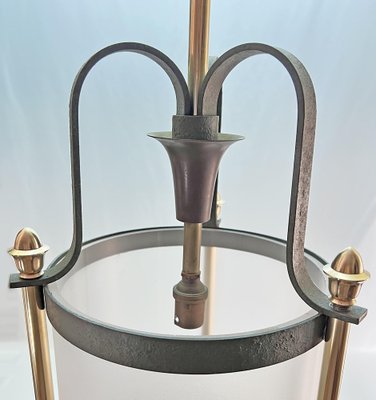 Lantern Hanging Light in Wrought Iron and Bronze, 1940s-AWH-1450795