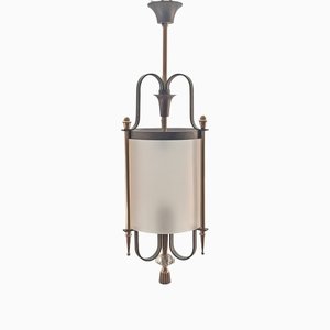 Lantern Hanging Light in Wrought Iron and Bronze, 1940s-AWH-1450795