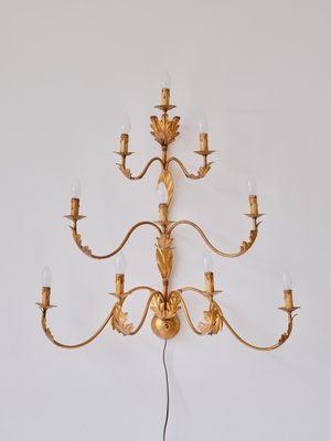 Large 10 Arm Gilded Wall Light by Banci Firenze, Italy, 1960s-FMT-1438385