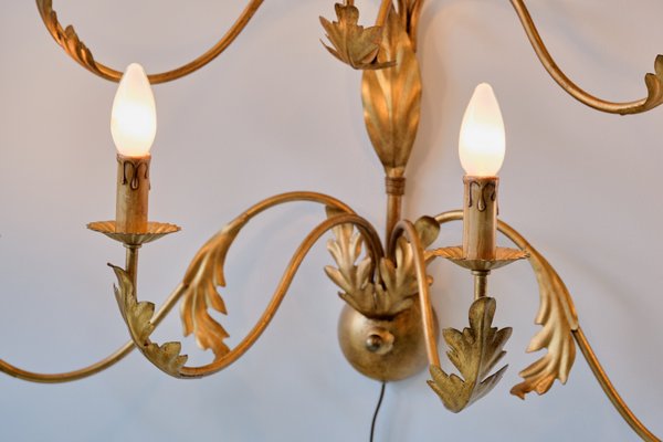 Large 10 Arm Gilded Wall Light by Banci Firenze, Italy, 1960s-FMT-1438385