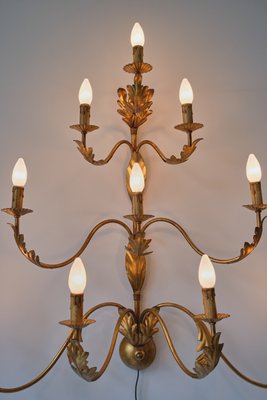 Large 10 Arm Gilded Wall Light by Banci Firenze, Italy, 1960s-FMT-1438385