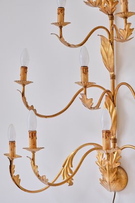 Large 10 Arm Gilded Wall Light by Banci Firenze, Italy, 1960s-FMT-1438385