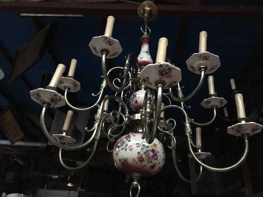 Large 12-Light Ceramic Chandelier, 1950s-WQQ-666494