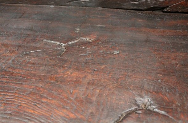 Large 17th Century Oak Bench with High Backsplash-RVK-742448