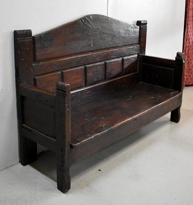 Large 17th Century Oak Bench with High Backsplash-RVK-742448