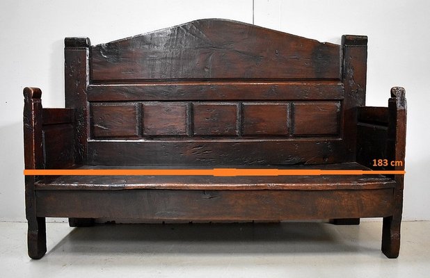 Large 17th Century Oak Bench with High Backsplash-RVK-742448