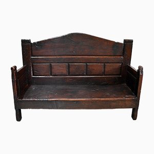 Large 17th Century Oak Bench with High Backsplash-RVK-742448