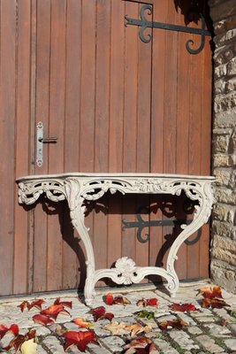 Large 18th Century Carved and Molded Console Table in Walnut and Oak-KMQ-1449676