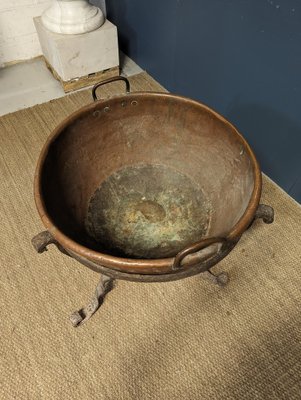 Large 18th-Century Copper Cauldron on Stand-HLV-1757728