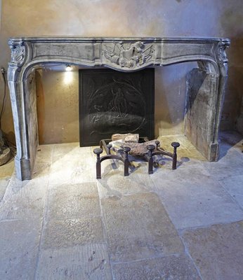 Large 18th Century French Limestone Fireplace-TDA-1376348