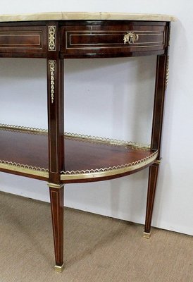 Large 18th Century Louis XVI Style Mahogany and Marble Console Table-RVK-963048