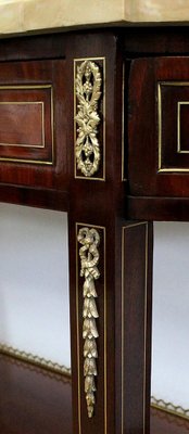 Large 18th Century Louis XVI Style Mahogany and Marble Console Table-RVK-963048