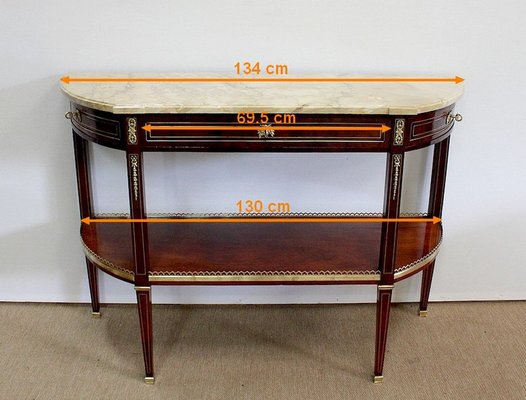 Large 18th Century Louis XVI Style Mahogany and Marble Console Table-RVK-963048