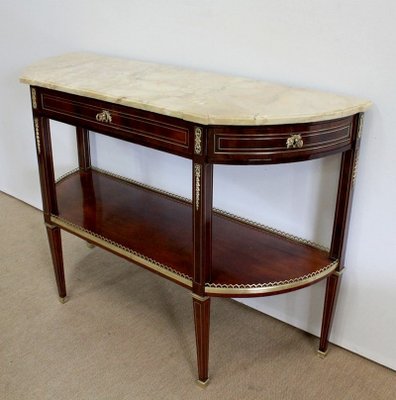 Large 18th Century Louis XVI Style Mahogany and Marble Console Table-RVK-963048