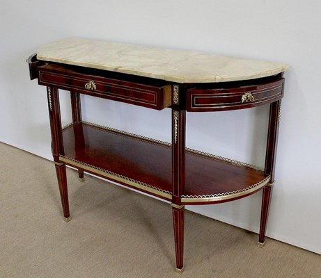 Large 18th Century Louis XVI Style Mahogany and Marble Console Table-RVK-963048